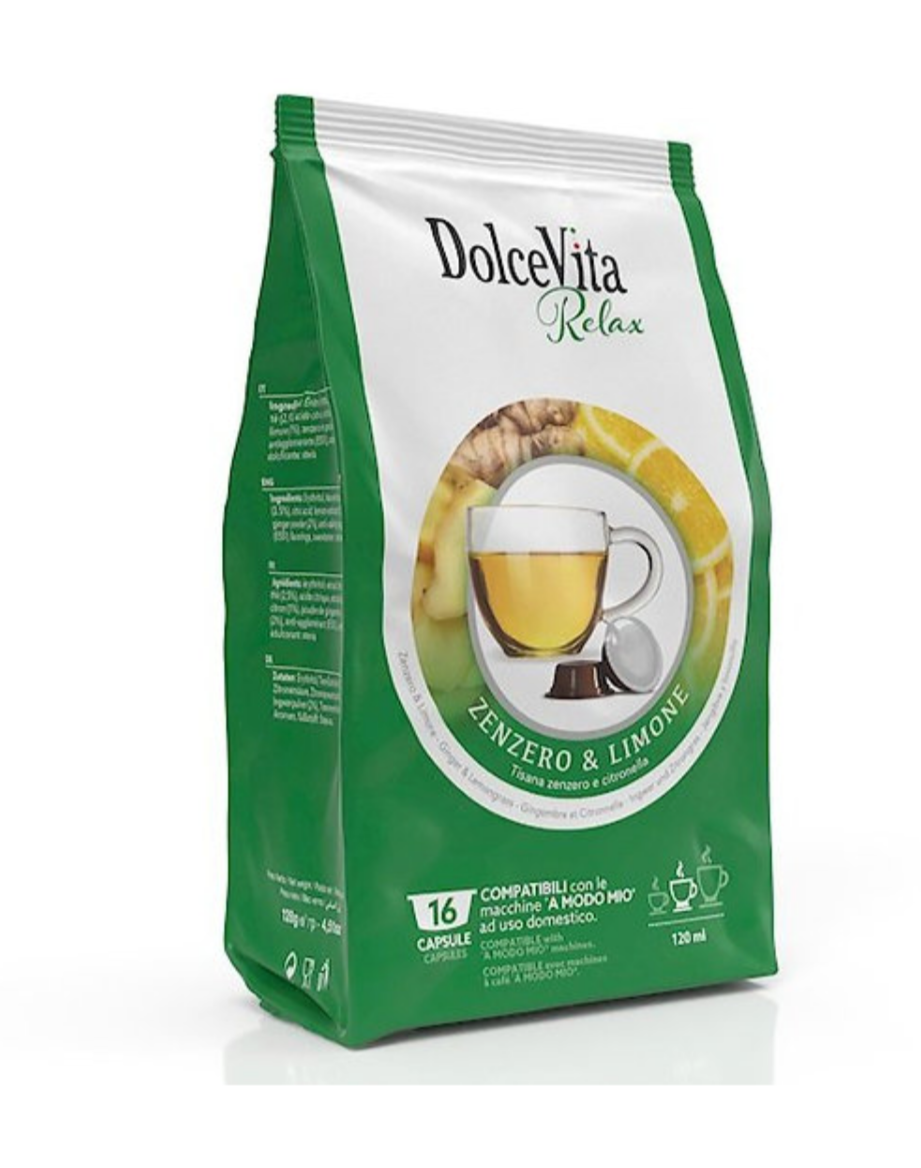 10 kompatible Ingwer- und Zitronenkapseln für A Modo Mio Kaffeemaschinen