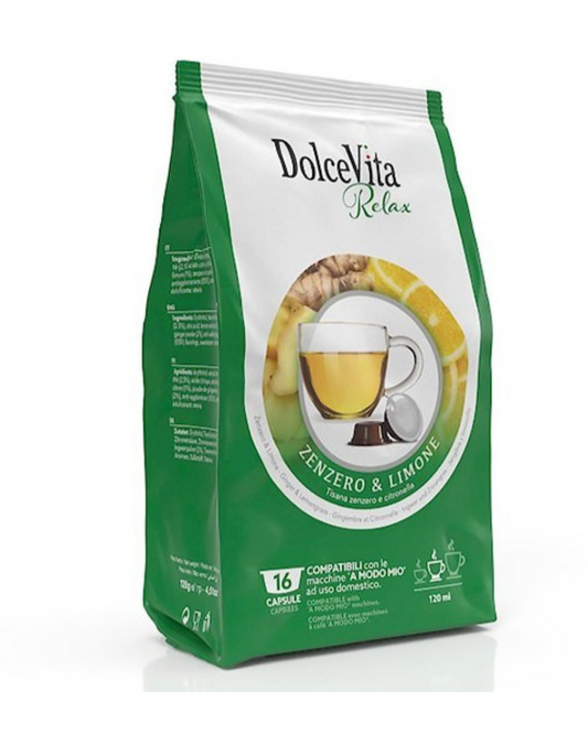10 kompatible Ingwer- und Zitronenkapseln für A Modo Mio Kaffeemaschinen